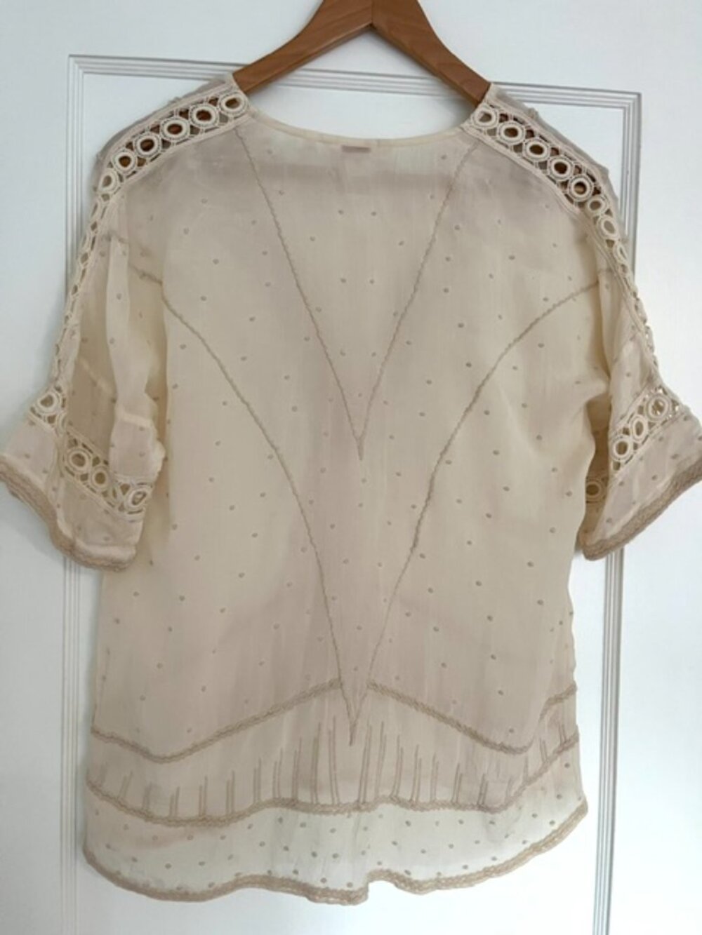 Sundance Swiss Dot Crochet Top in Ivory| Size Small - Picture 7 of 9